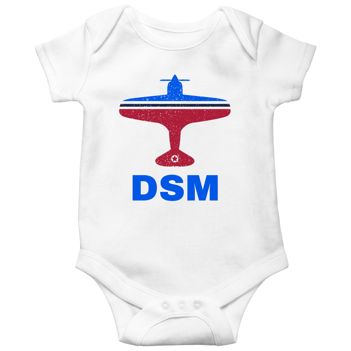 Fly Des Moines DSM Airport Baby Bodysuits | White