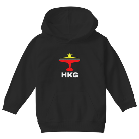 Fly Hong Kong HKG Airport Kids Hoodie | Black