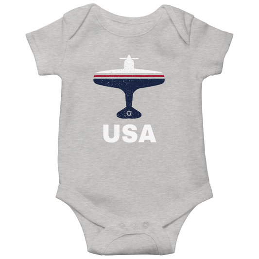 Fly USA Airport Baby Bodysuits | Gray