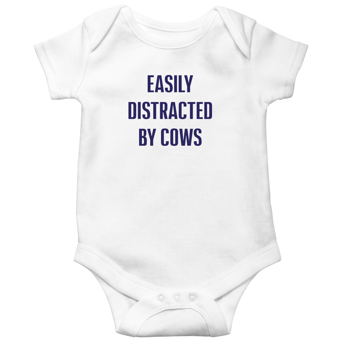 Easily Distracted By Cows Baby Bodysuits | White