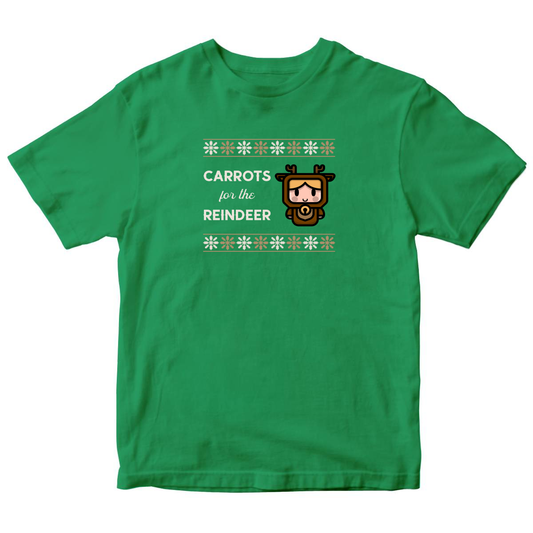 Carrots for the Reindeer Kids T-shirt | Green
