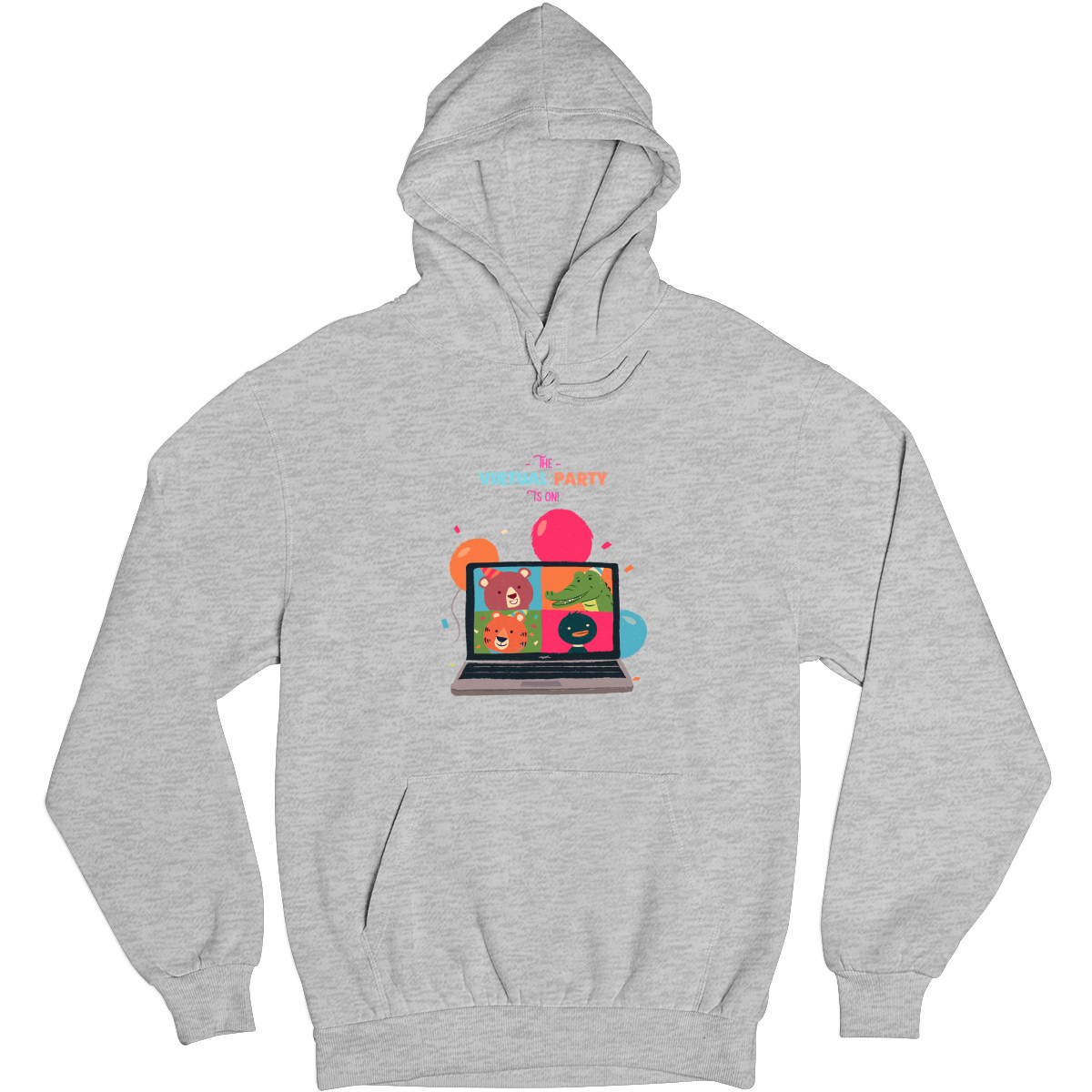 The Virtual Party is on Unisex Hoodie | Gray