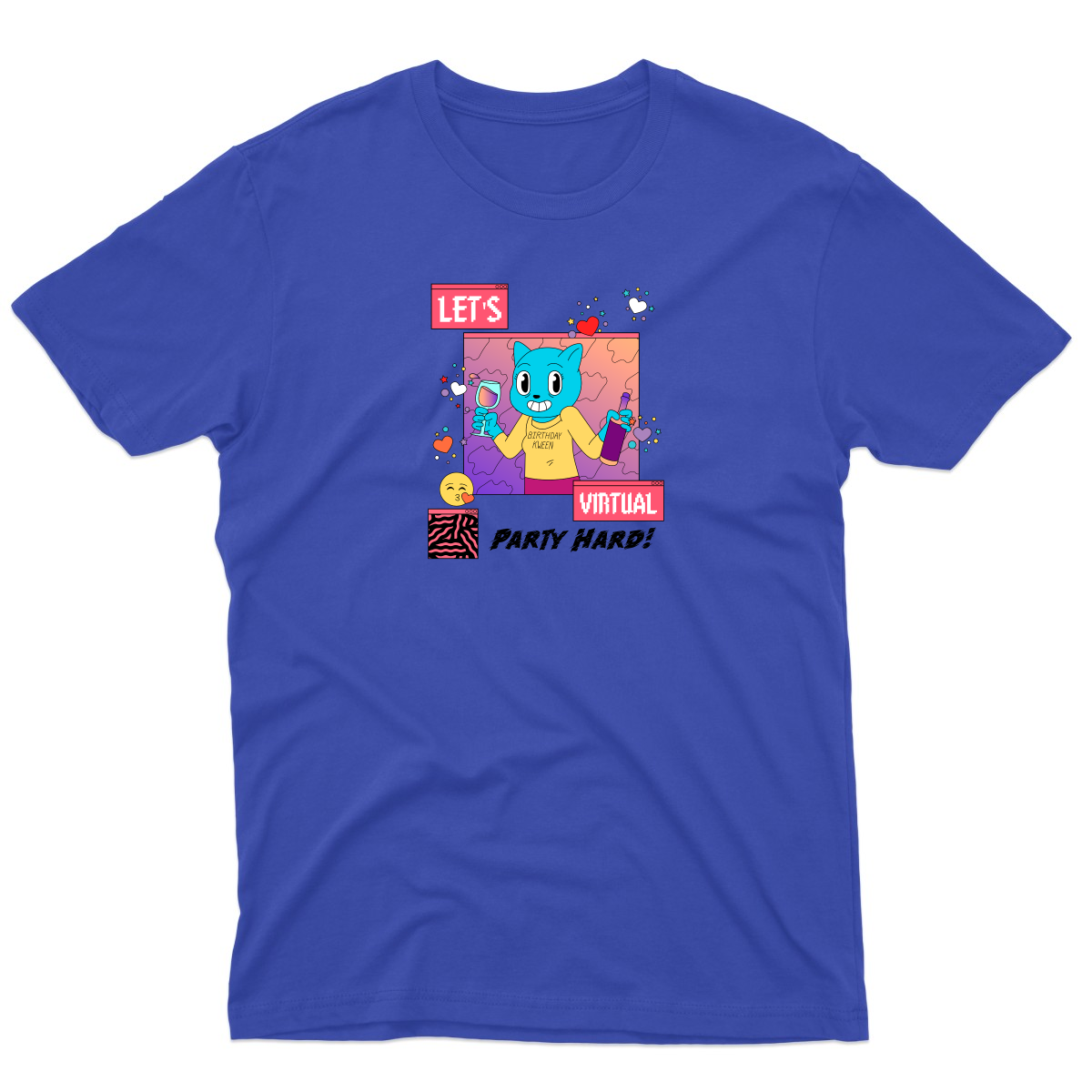 Happy Birthday Let's Virtual Party Men's T-shirt | Blue