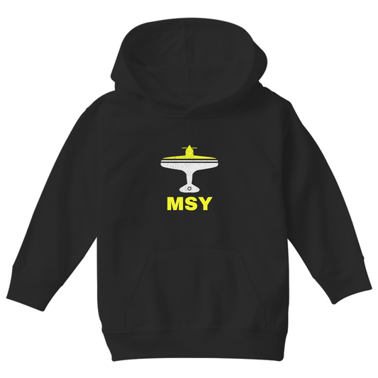 Fly New Orleans MSY Airport Kids Hoodie | Black