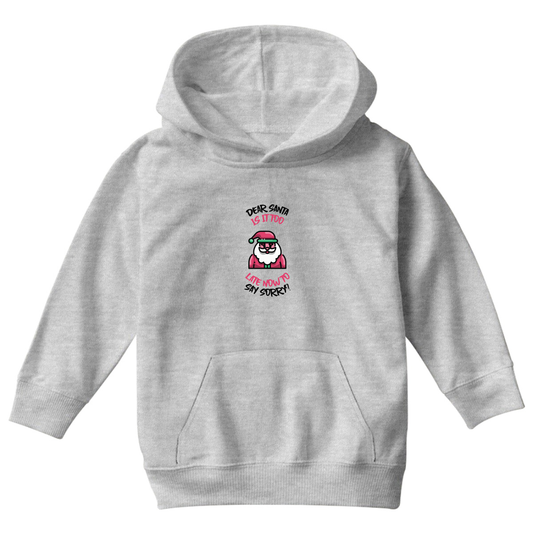 Dear Santa, Is It Too Late to Say Sorry? Kids Hoodie | Gray