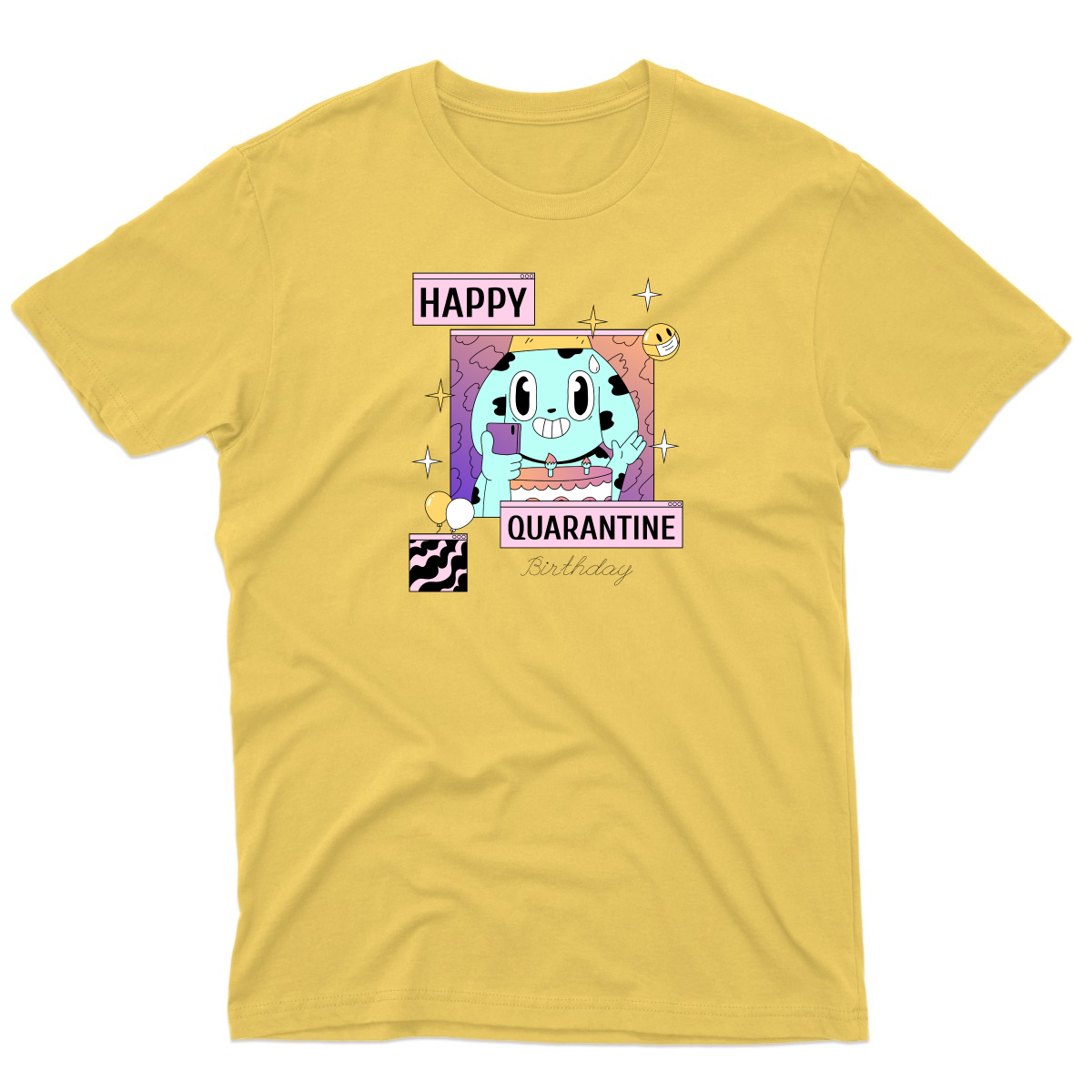 Happy Quarantine Birthday Men's T-shirt | Yellow
