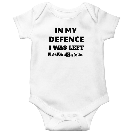 In My Defence I Was Left Unsupervised Baby Bodysuits | White