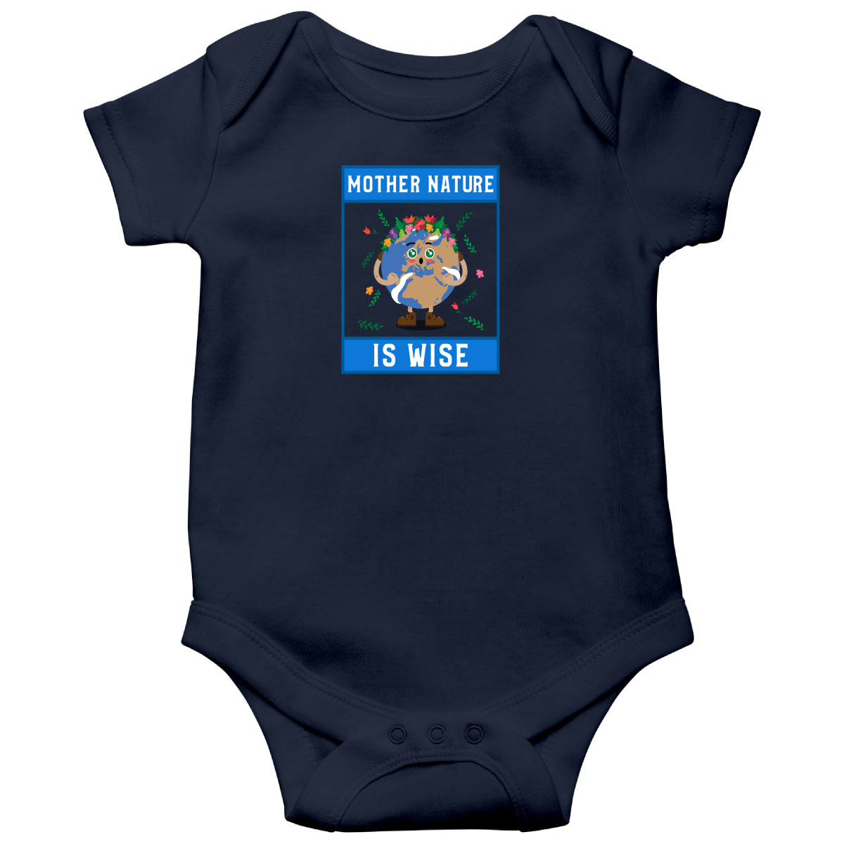 Mother Nature is Wise Baby Bodysuits | Navy