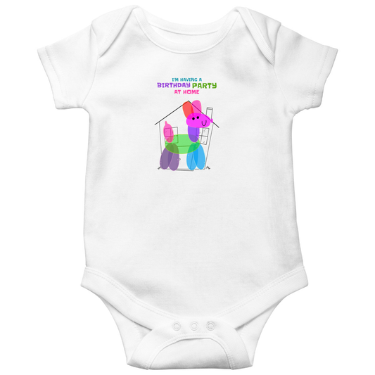 I'm having a birthday party at home  Baby Bodysuits | White