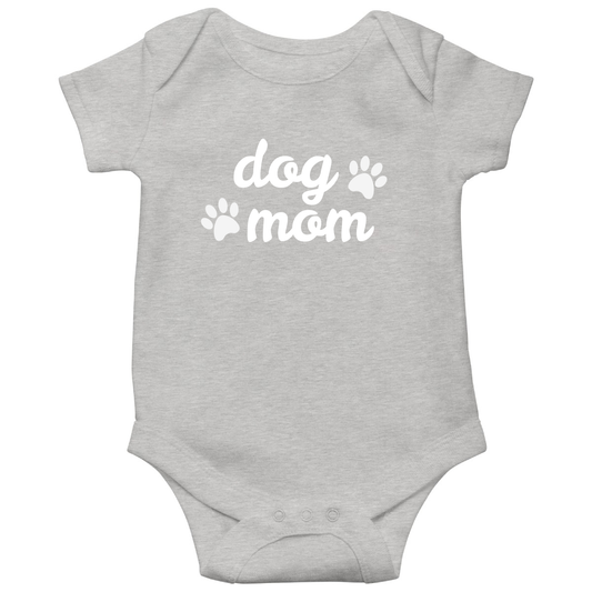Dog Mom Baby Bodysuits | Gray