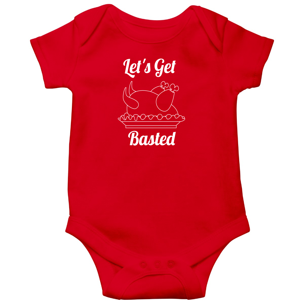 Let's Get Basted Baby Bodysuits | Red