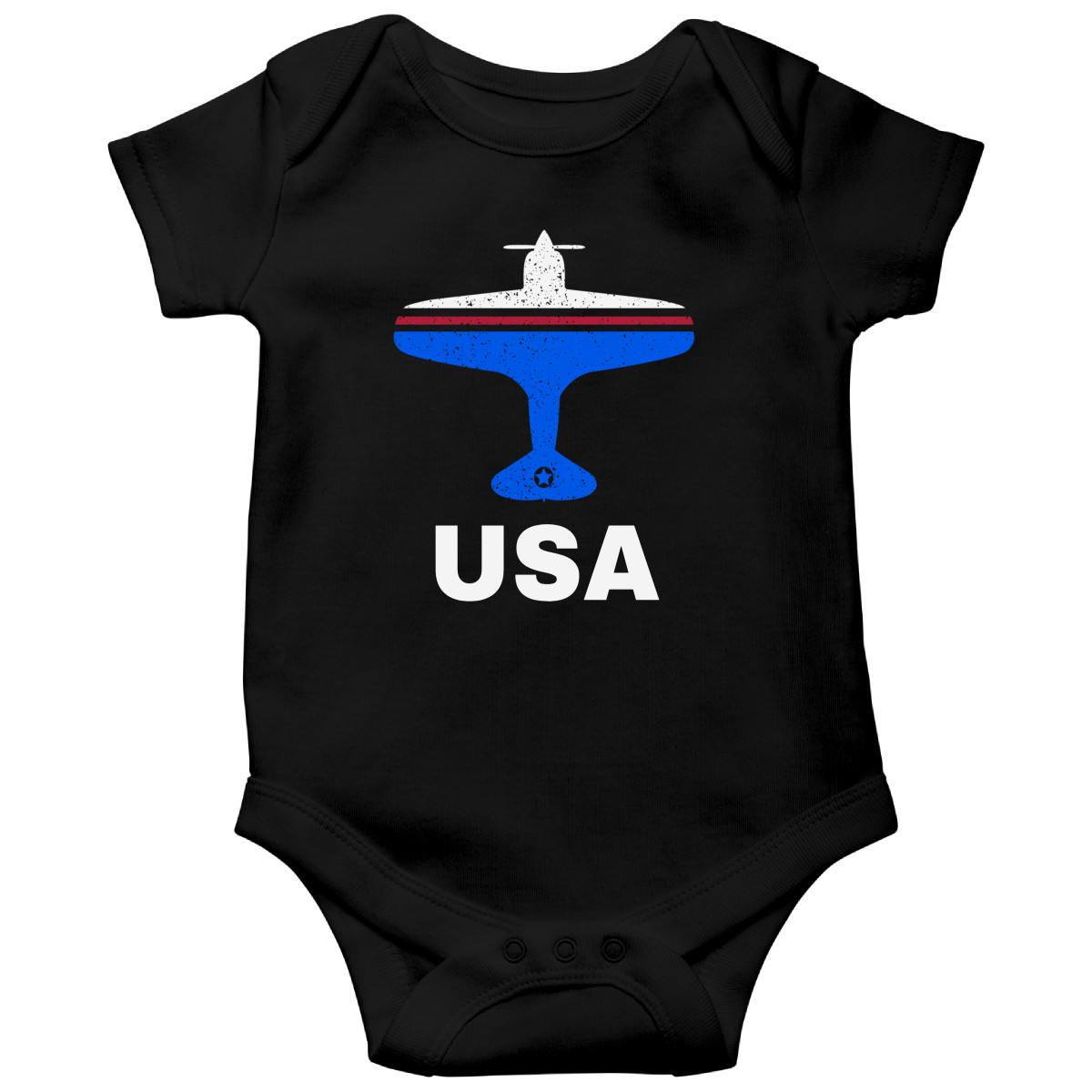 Fly USA Airport Baby Bodysuits | Black