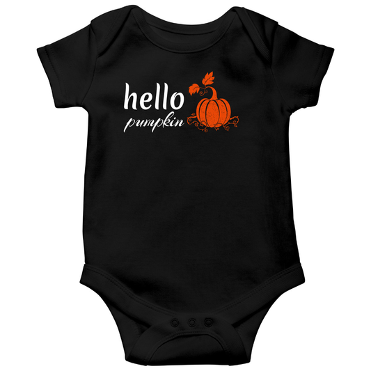 Hello Pumpkin Baby Bodysuits | Black