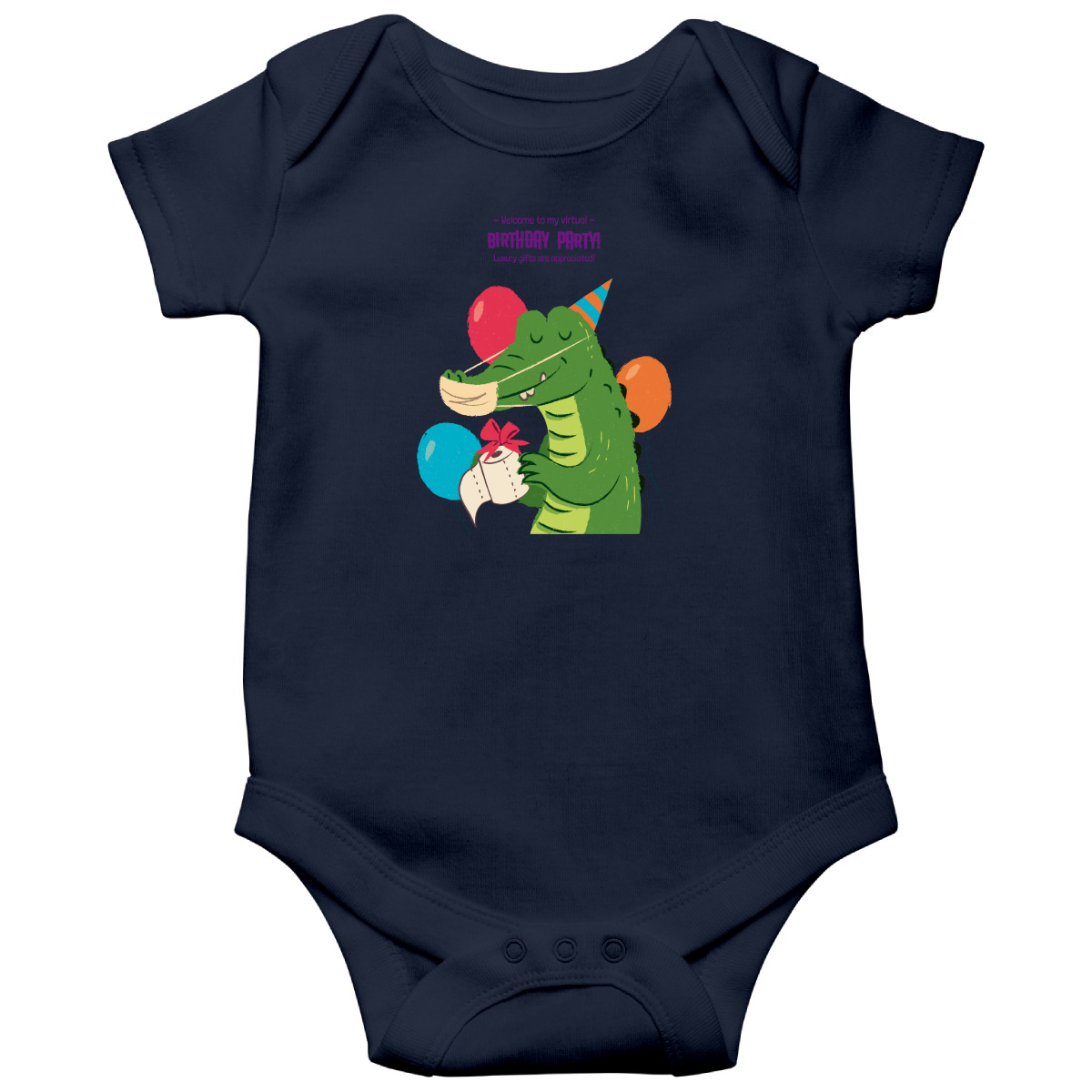 Welcome to My Virtual Birthday Party Baby Bodysuits | Navy