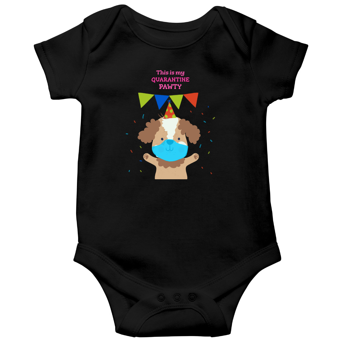 This is my quarantine pawty  Baby Bodysuits | Black