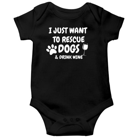 Dogs and Drink Wine Baby Bodysuits | Black