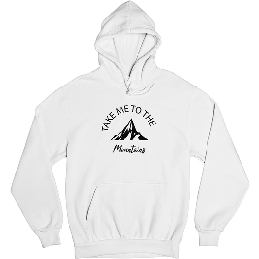 Take Me To The Mountains Unisex Hoodie | White