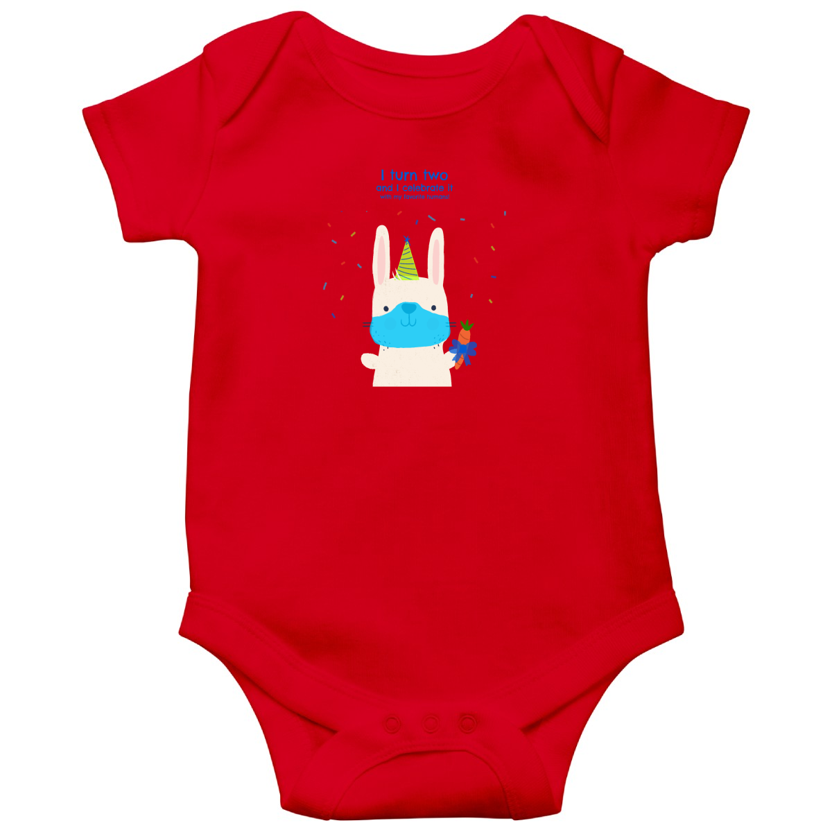 I turn two and I celebrate it with my favorite humans  Baby Bodysuits | Red