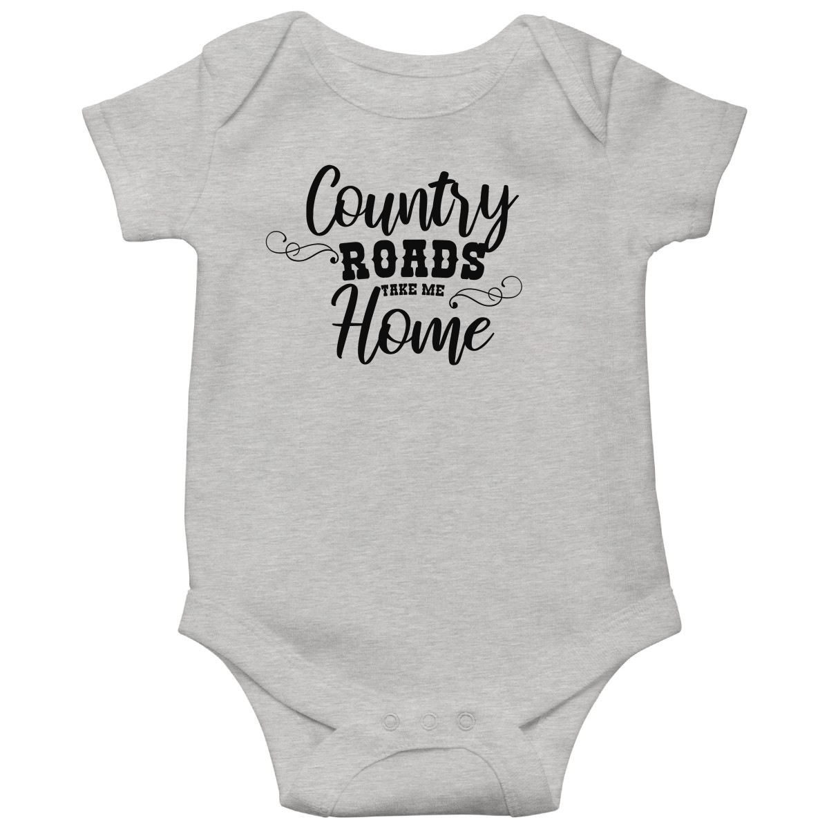 Country Roads Take Me Home Baby Bodysuits | Gray