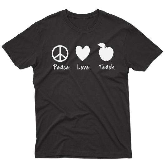 Peace Love Teach Men's T-shirt | Black