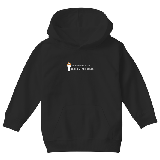 Dies Standing In Fire Blames The Healer Kids Hoodie | Black