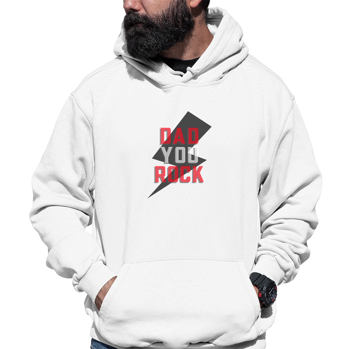Dad you rock Unisex Hoodie | White
