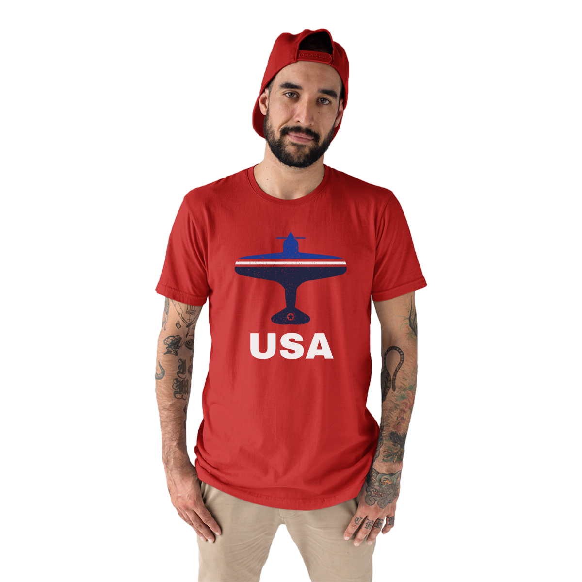Fly USA Airport Men's T-shirt | Red