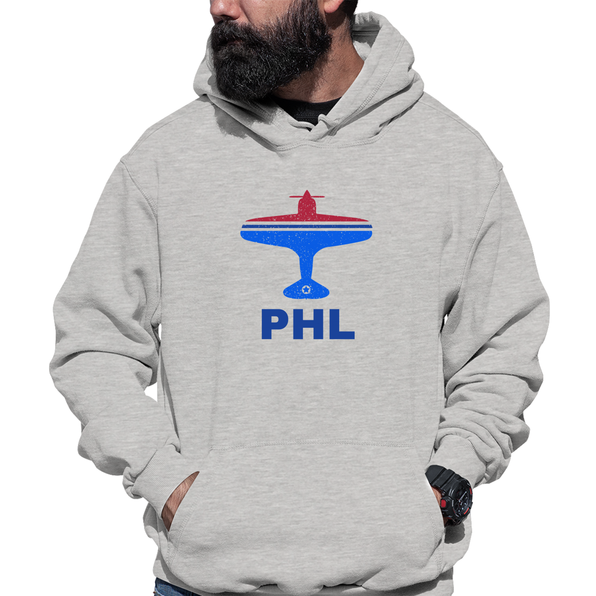 Fly Philadelphia PHL Airport Unisex Hoodie | Gray
