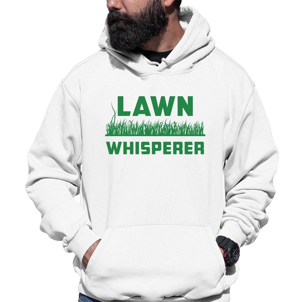 Lawn Whisperer Dad  Unisex Hoodie | White