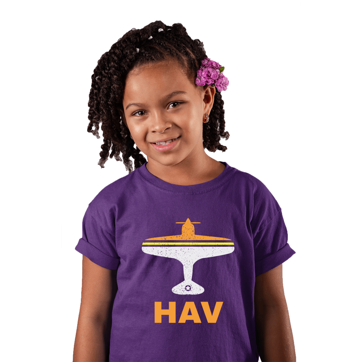 Fly Havana HAV Airport Kids T-shirt | Purple
