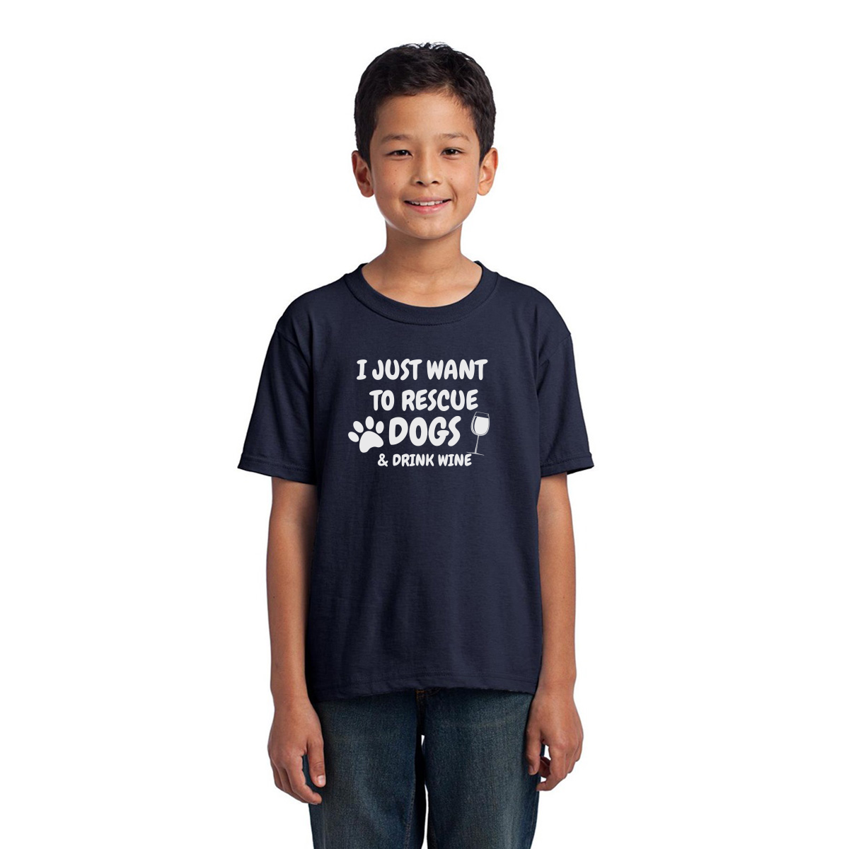 Dogs and Drink Wine Kids T-shirt | Navy