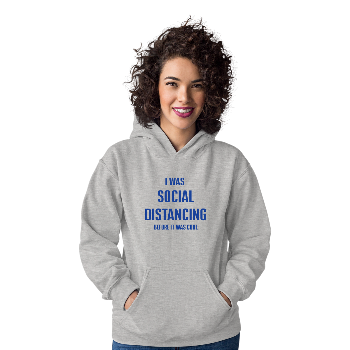 I was social distancing before it was cool Unisex Hoodie | Gray