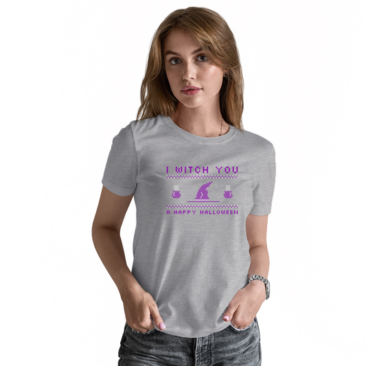 I Witch You a Happy Halloween Women's T-shirt | Gray