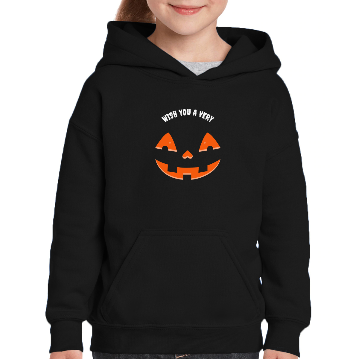 Wish You a Very Scary Halloween Kids Hoodie | Black