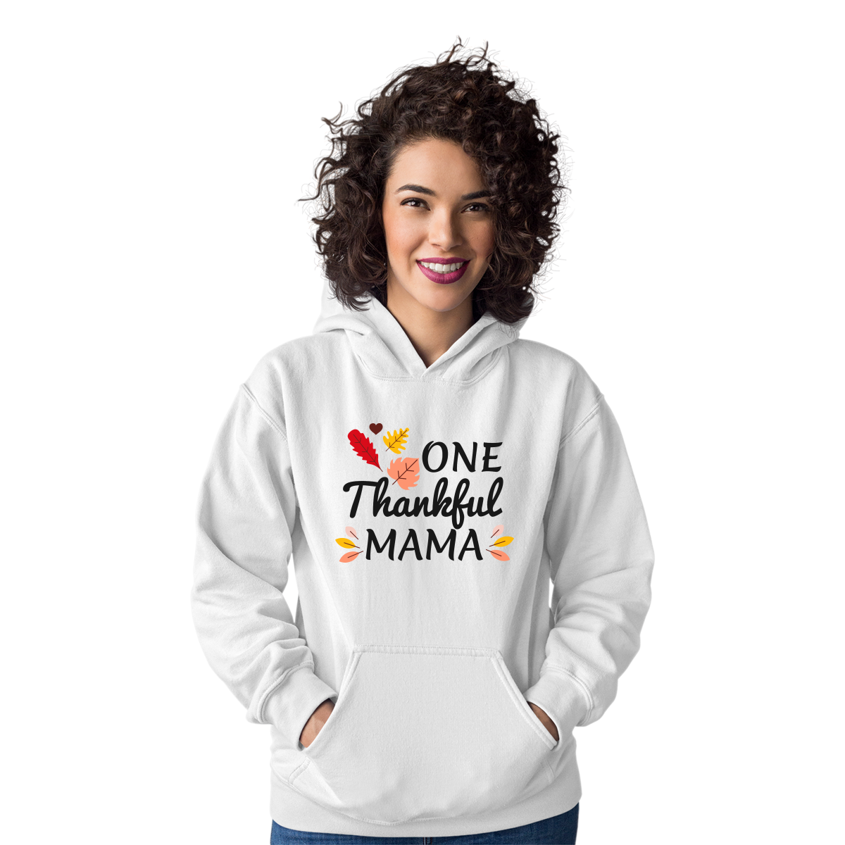 One Thankful Mama Daddy Unisex Hoodie | White