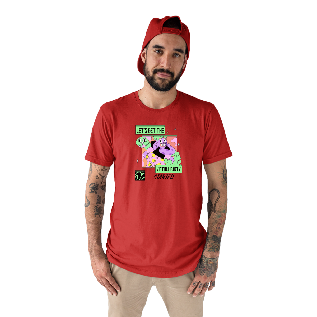 Let's get the virtual party started Men's T-shirt | Red