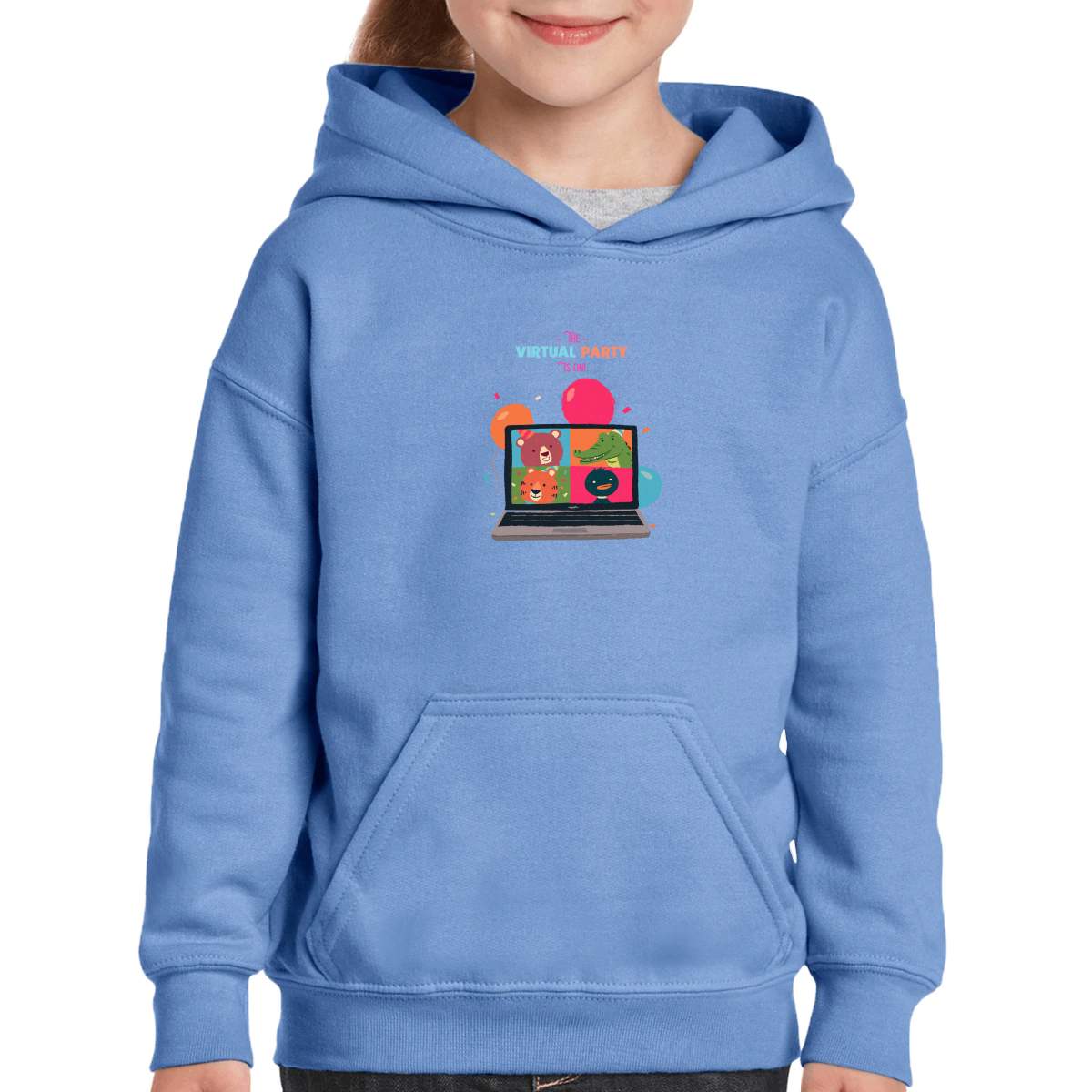 The Virtual Party is on Kids Hoodie | Blue