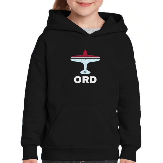 Fly Chicago ORD Airport Kids Hoodie | Black