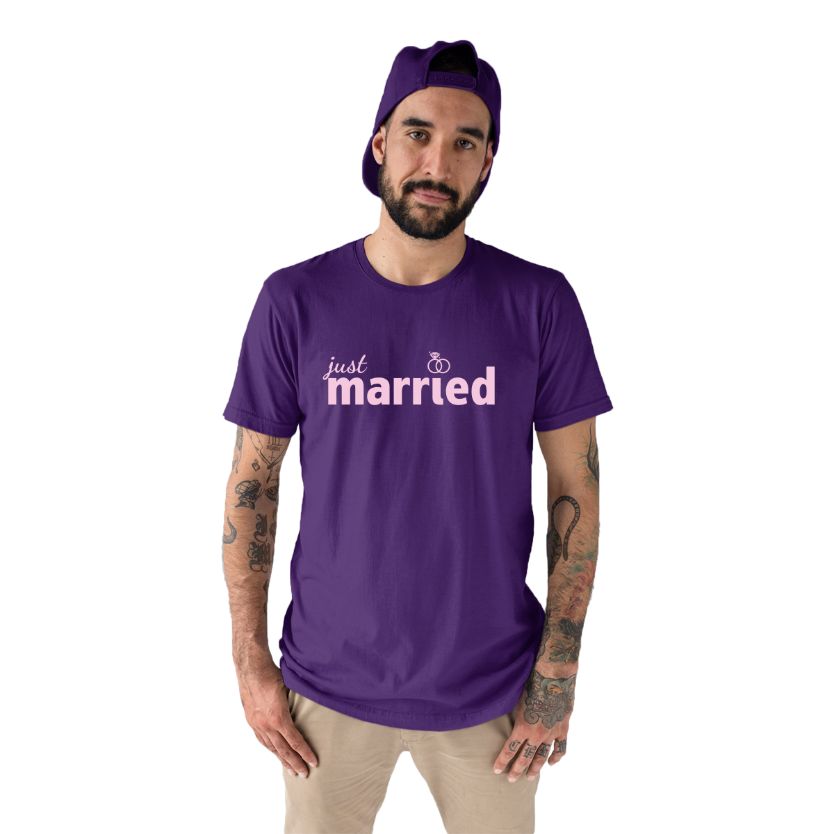 Just Married  Men's T-shirt | Purple