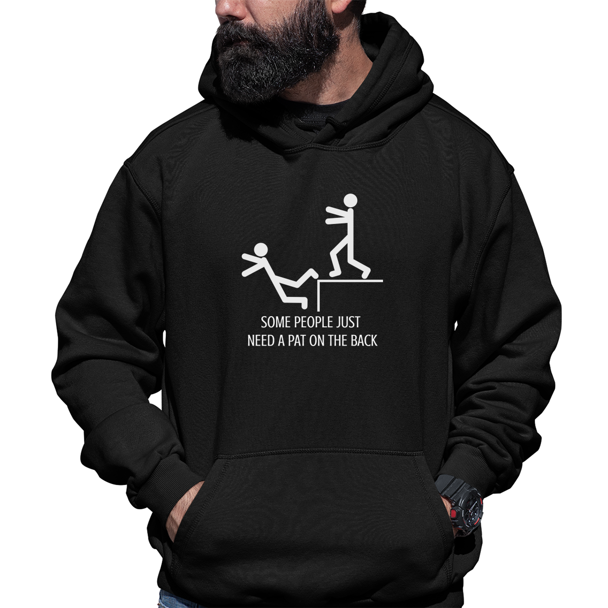 Some People Just Need A Pat On The Back Unisex Hoodie | Black