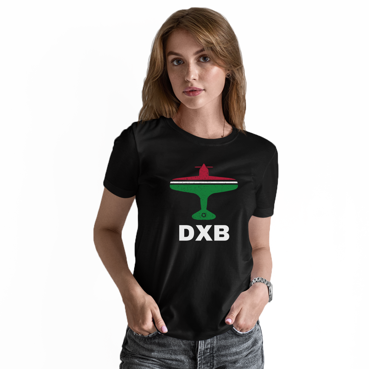 Fly Dubai DXB Airport Women's T-shirt | Black