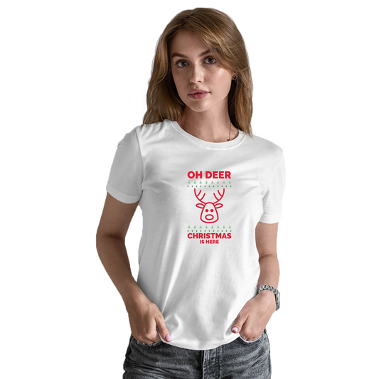 Oh Deer Christmas Is Here Women's T-shirt | White