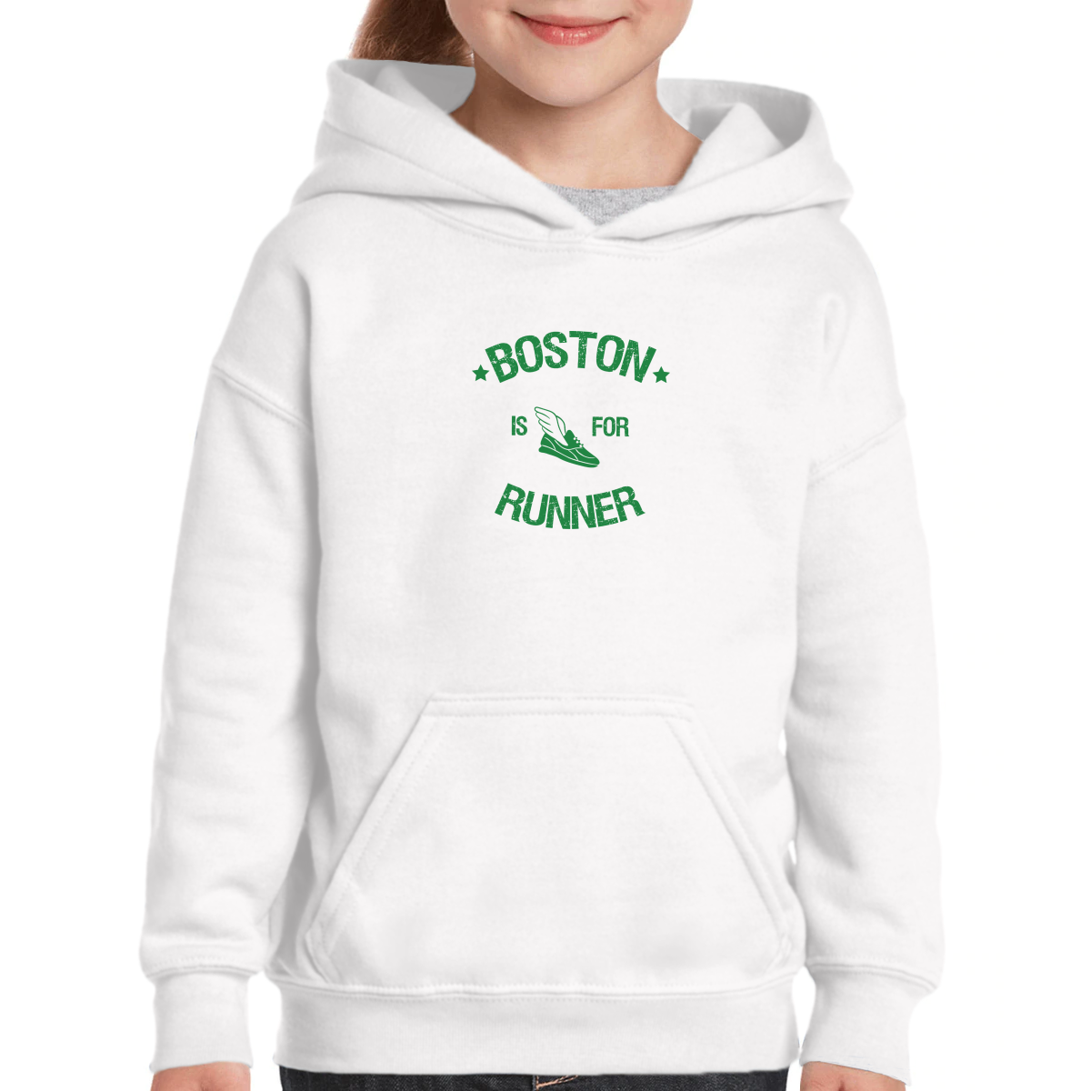 Boston Is For Runners Kids Hoodie | White