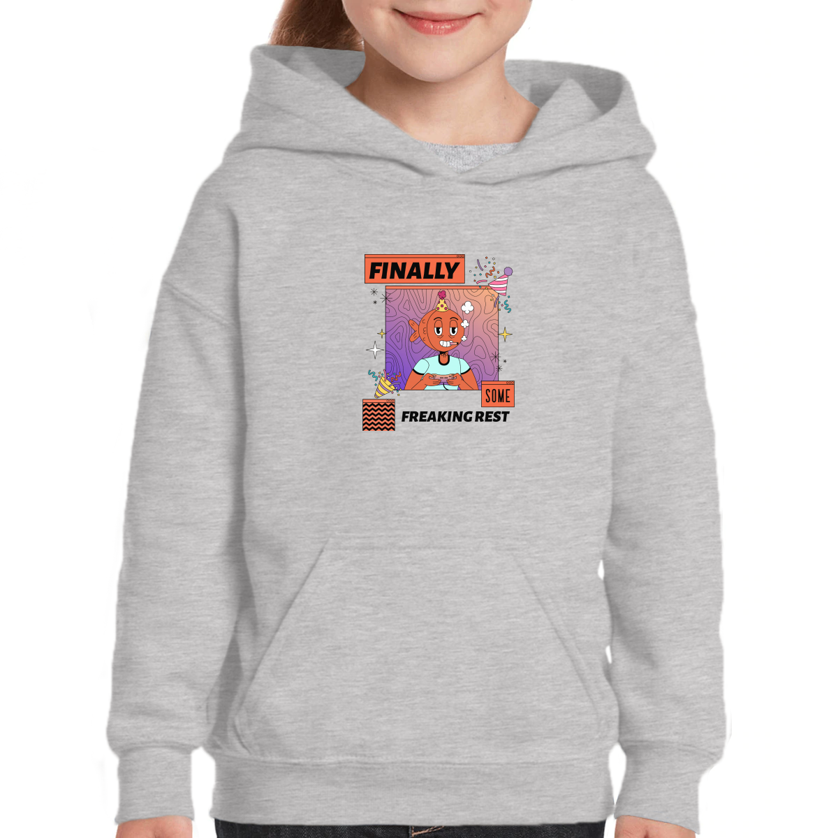 Finally Som Freaking Rest  Kids Hoodie | Gray