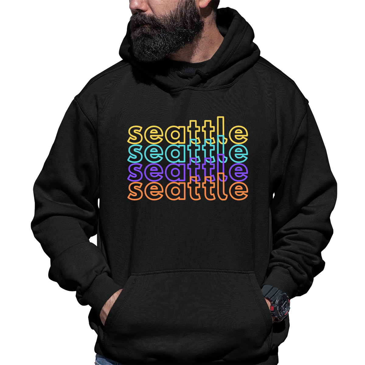 Seattle Unisex Hoodie | Black
