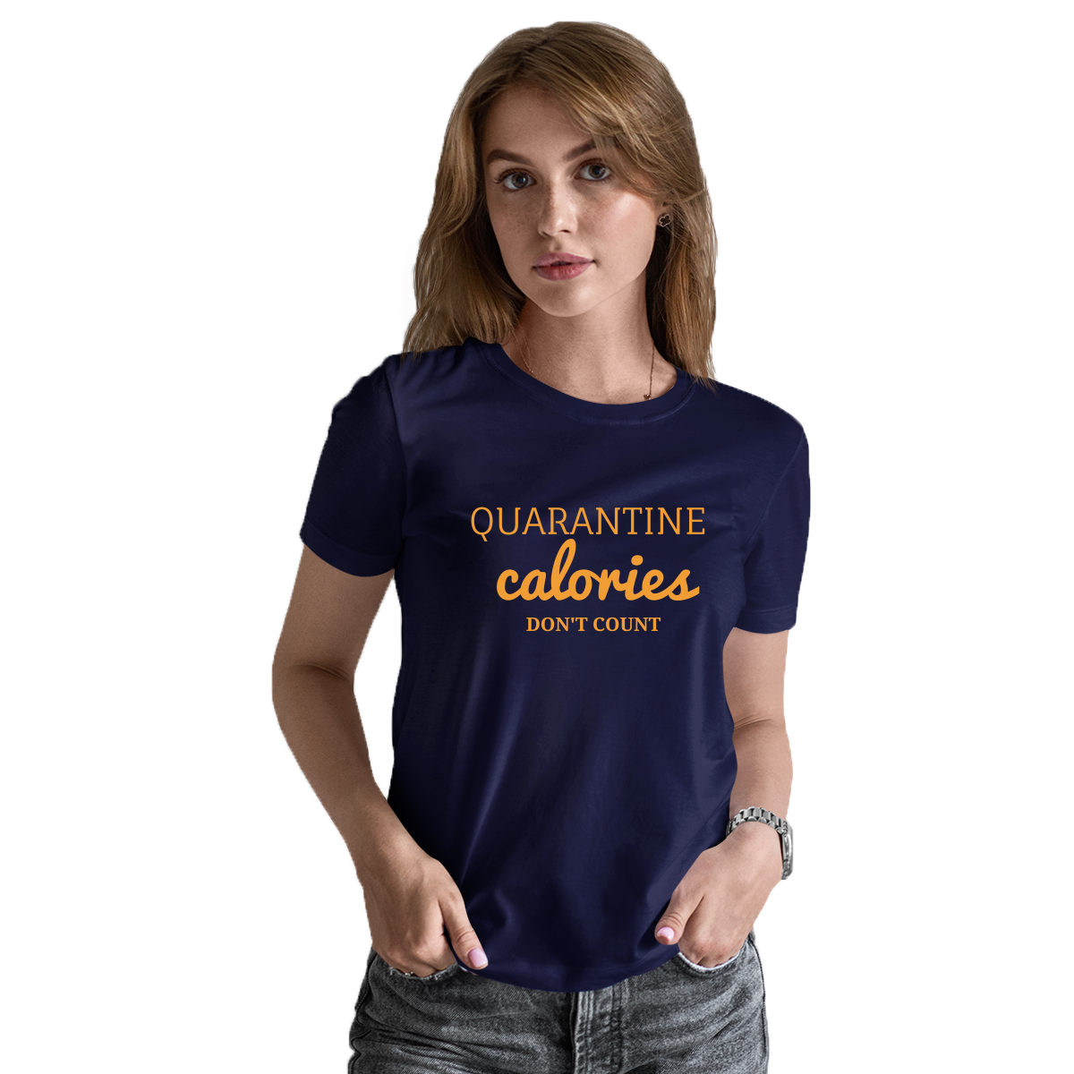 Quarantine Calories  Women's T-shirt | Navy