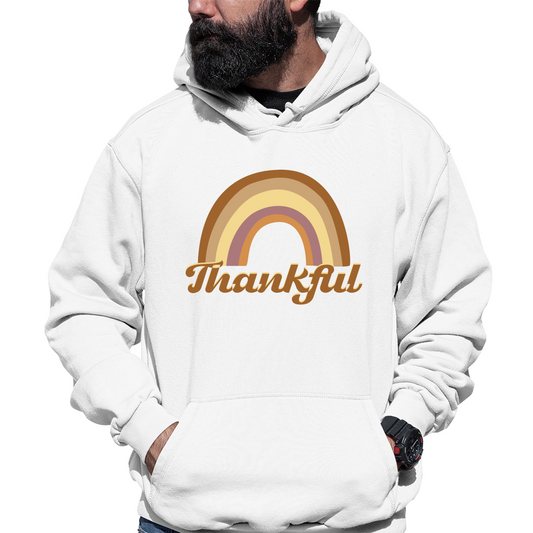 Thankful Retro Rainbow Unisex Hoodie | White