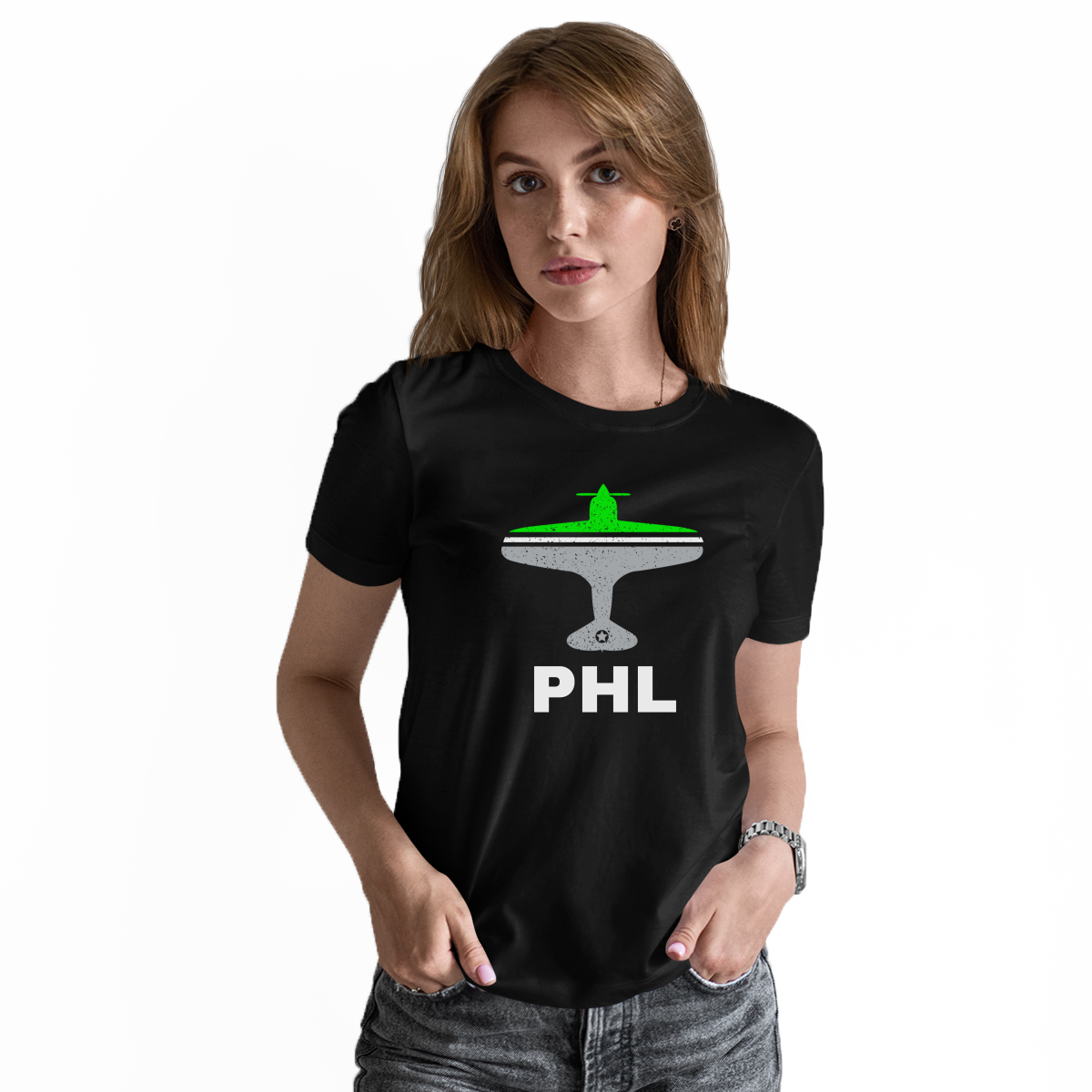 Fly Philadelphia PHL Airport Women's T-shirt | Black
