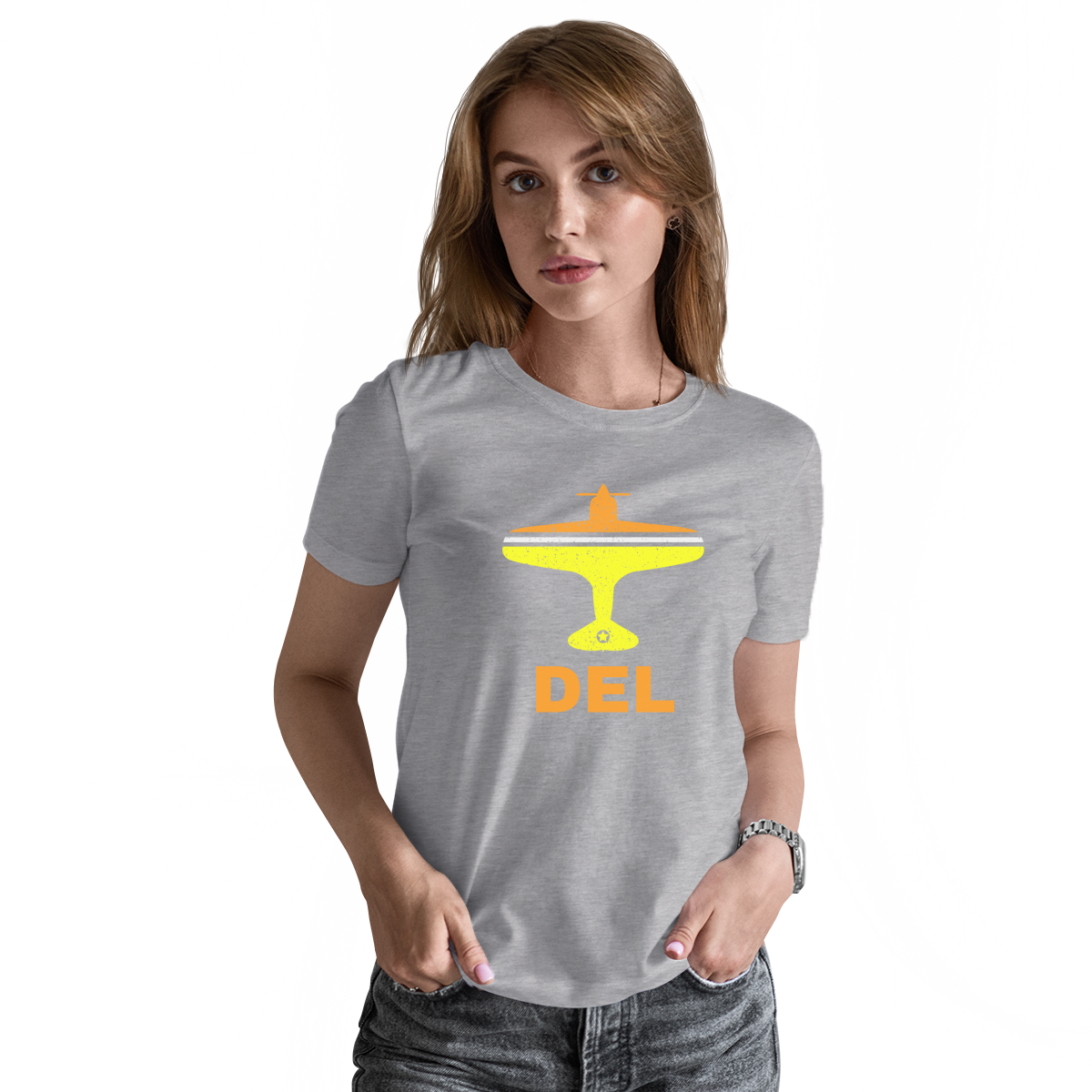 Fly Delhi DEL Airport  Women's T-shirt | Gray