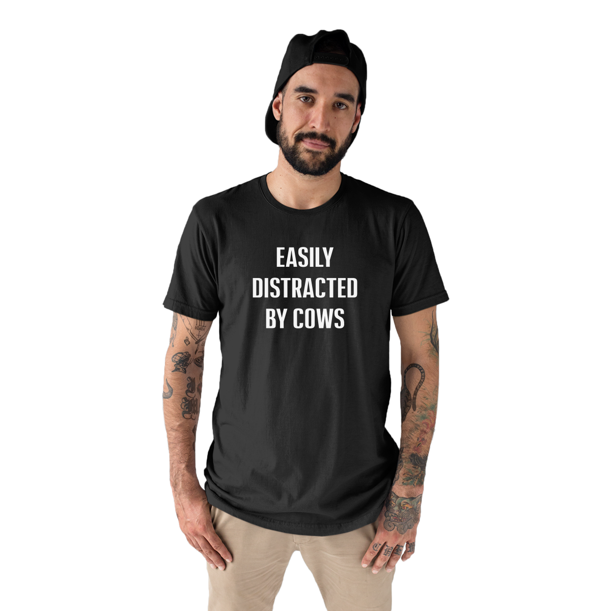 Easily Distracted By Cows Men's T-shirt | Black